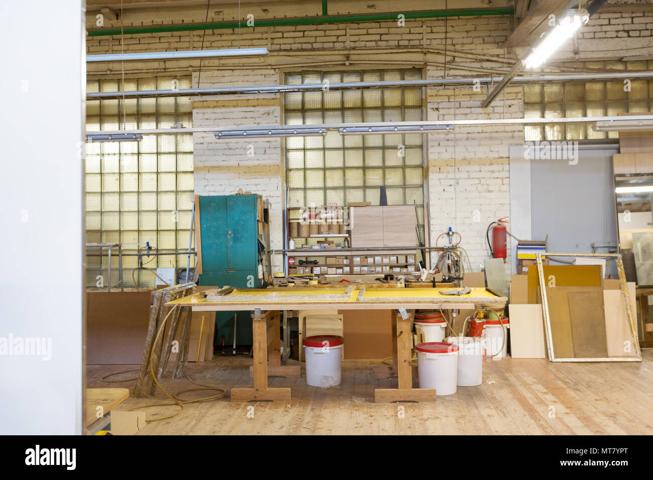 woodworking factory workshop Stock Photo