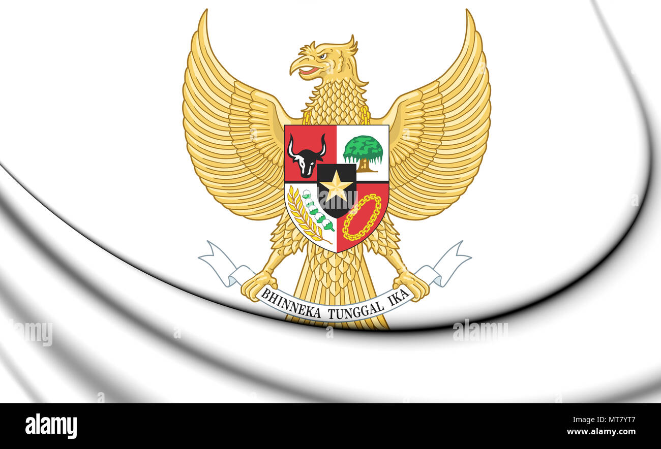 3D Indonesia Coat of Arms. 3D Illustration. Stock Photo