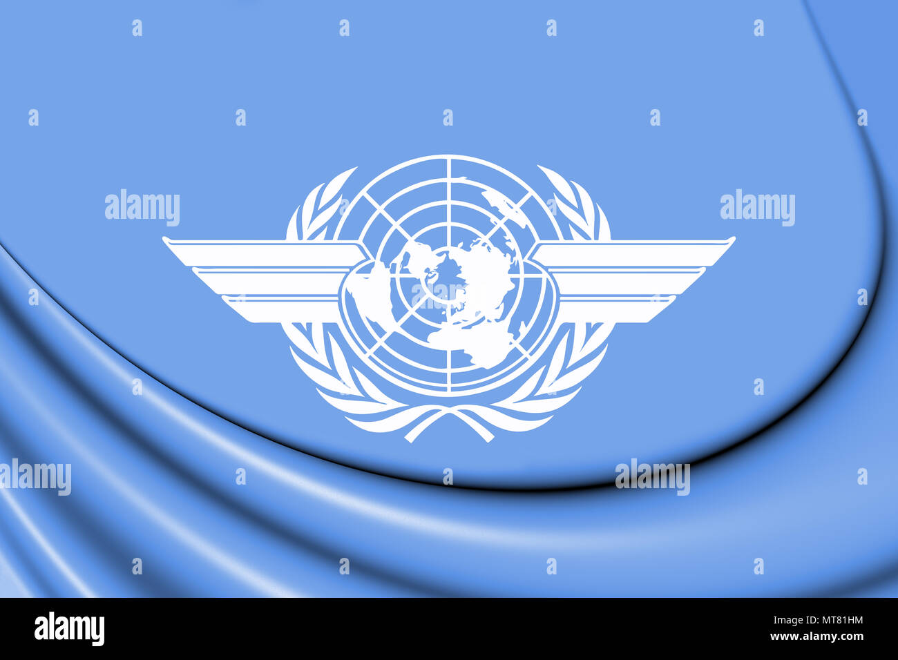 3D Flag of the ICAO. 3D Illustration. Stock Photo