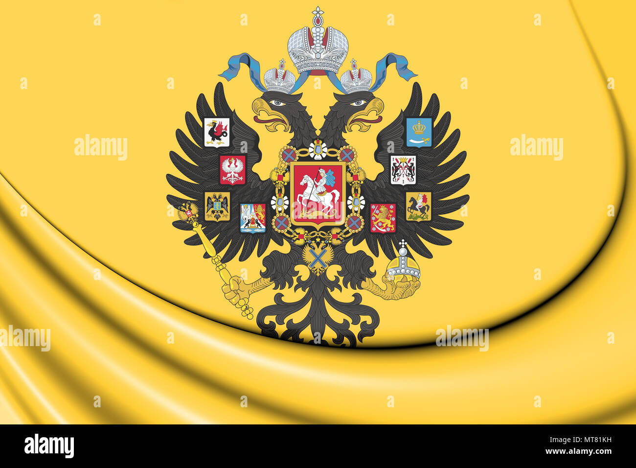 Russian flag with Coat of arms of Russia. Kremlin presidential Coat of arms  of Russia, 3d rendering. Russian eagle. Russian Presidential National embl  Stock Photo - Alamy