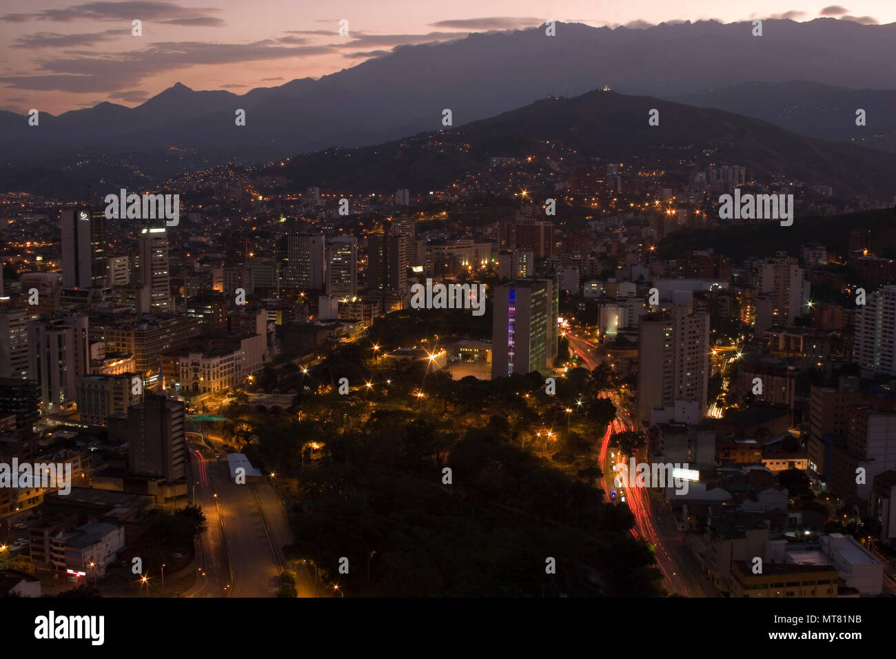 Aerial View Of City Night, Modern Urban City At Night Stock Photo - Alamy