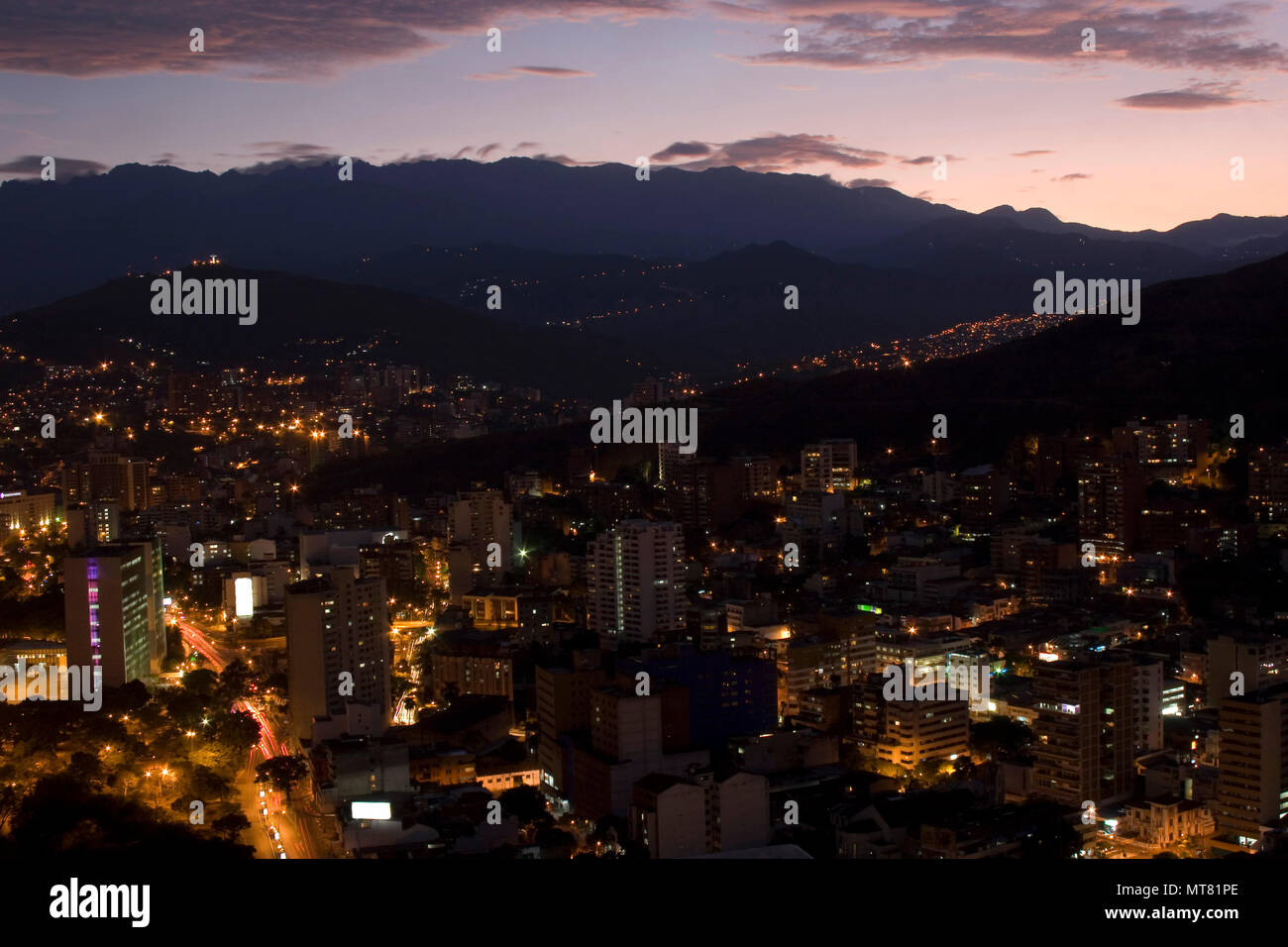Aerial View Of City Night, Modern Urban City At Night Stock Photo - Alamy