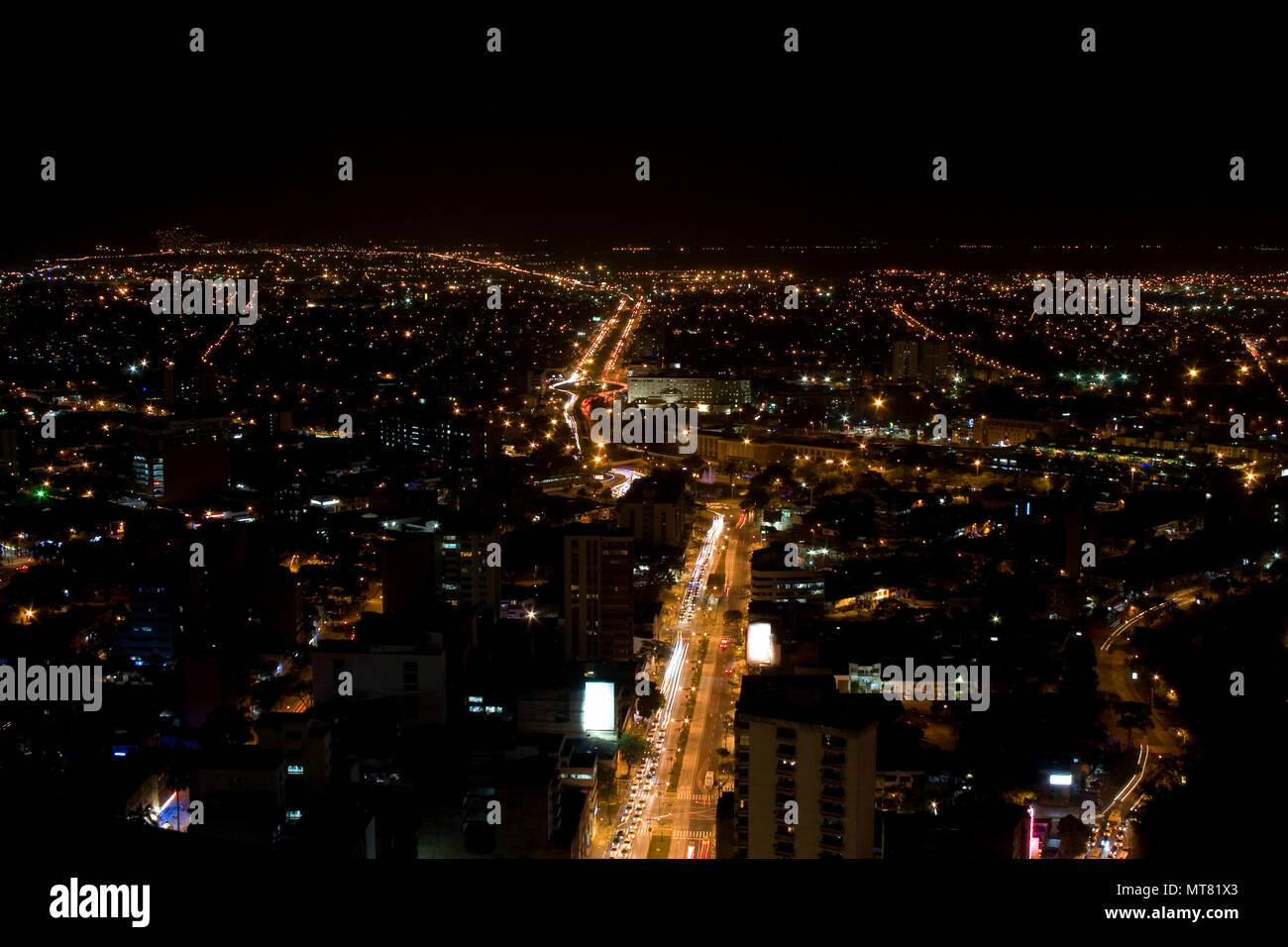 Aerial View Of City Night, Modern Urban City At Night Stock Photo - Alamy