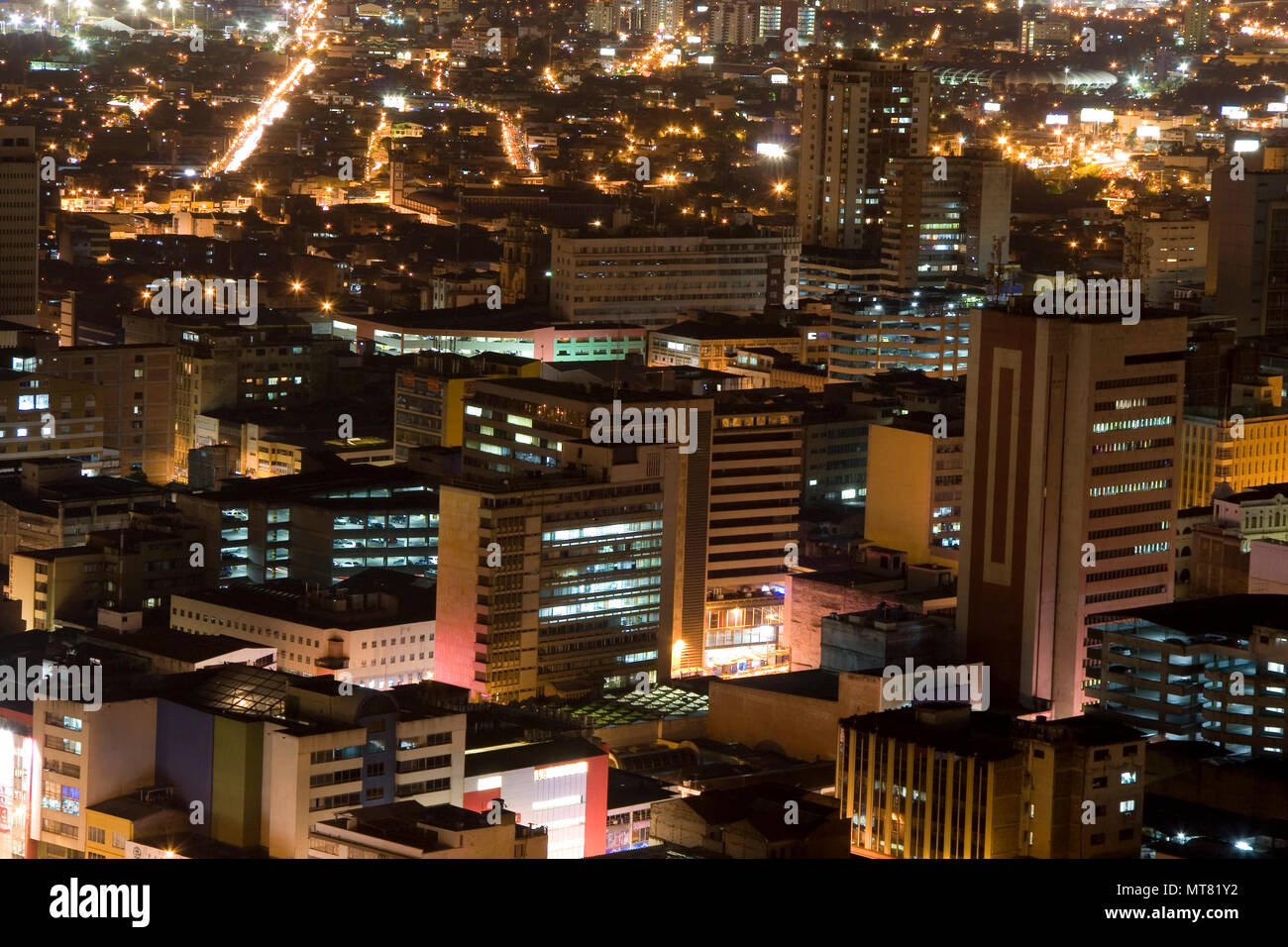 Aerial View Of City Night, Modern Urban City At Night Stock Photo - Alamy