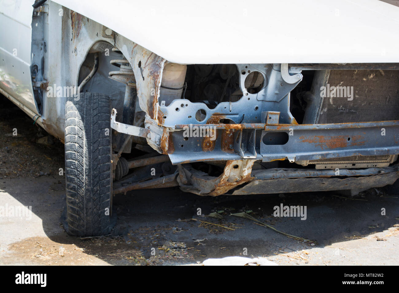 Old broken car after an accident Stock Photo Alamy