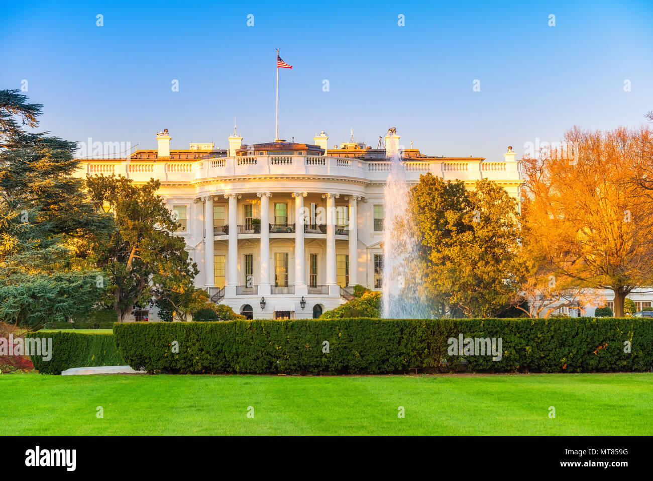 The White House at sunset Stock Photo