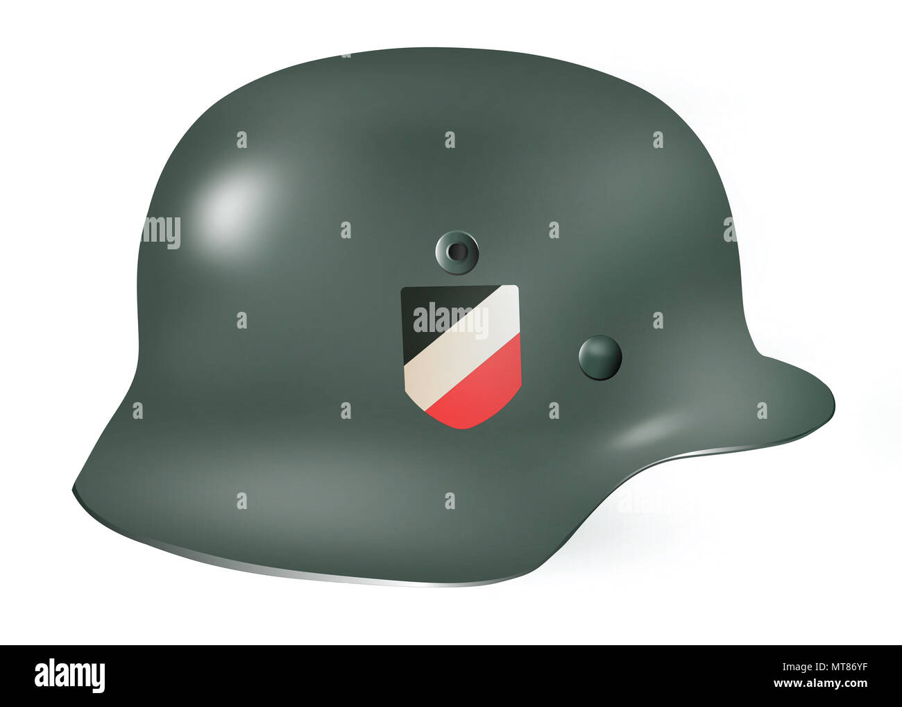 German helmet with Wehrmacht decal imperial tricolor flag Stock Photo