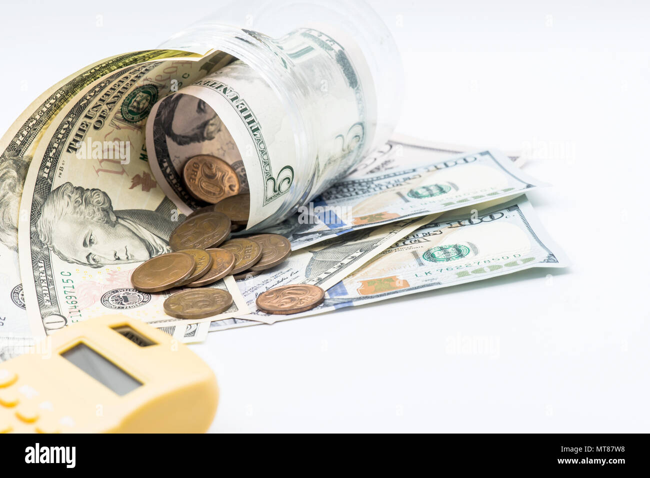 Us dollar banknotes calculator hi-res stock photography and images - Alamy