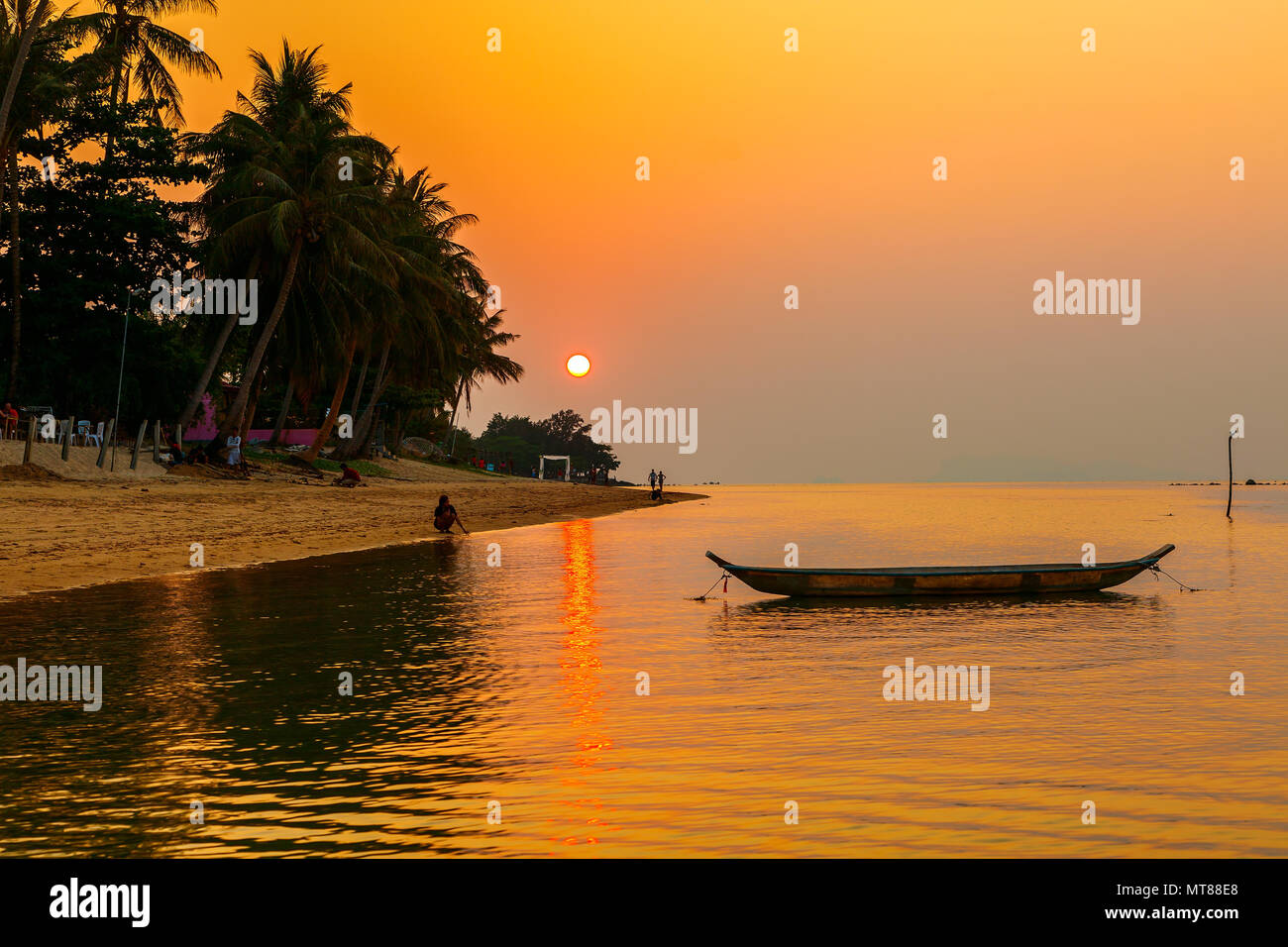 Sunset On The Beach Of Bang Por On Koh Samui In Thailand Stock Photo 