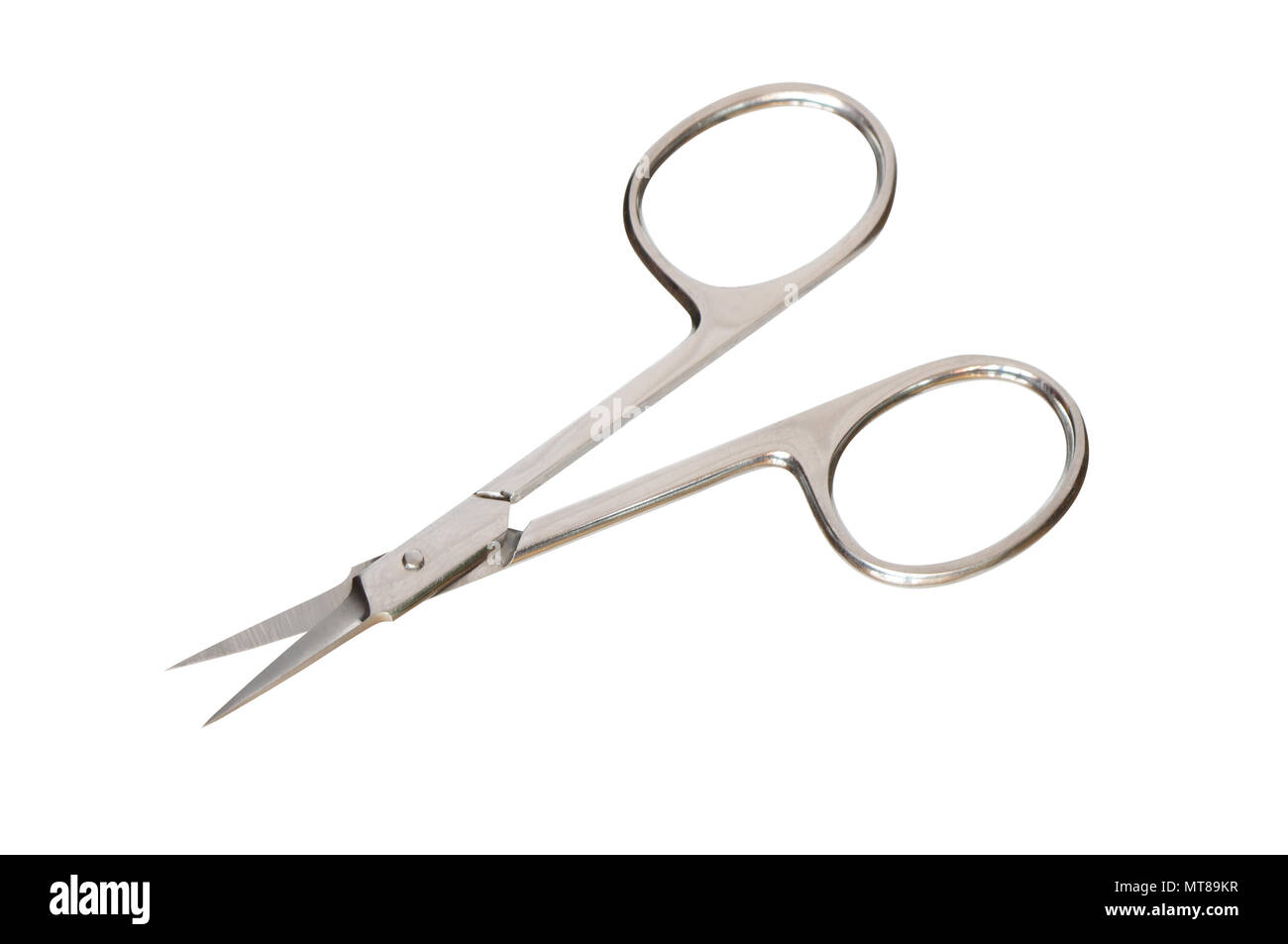 Small steel manicure scissors isolated on white with clipping path Stock Photo