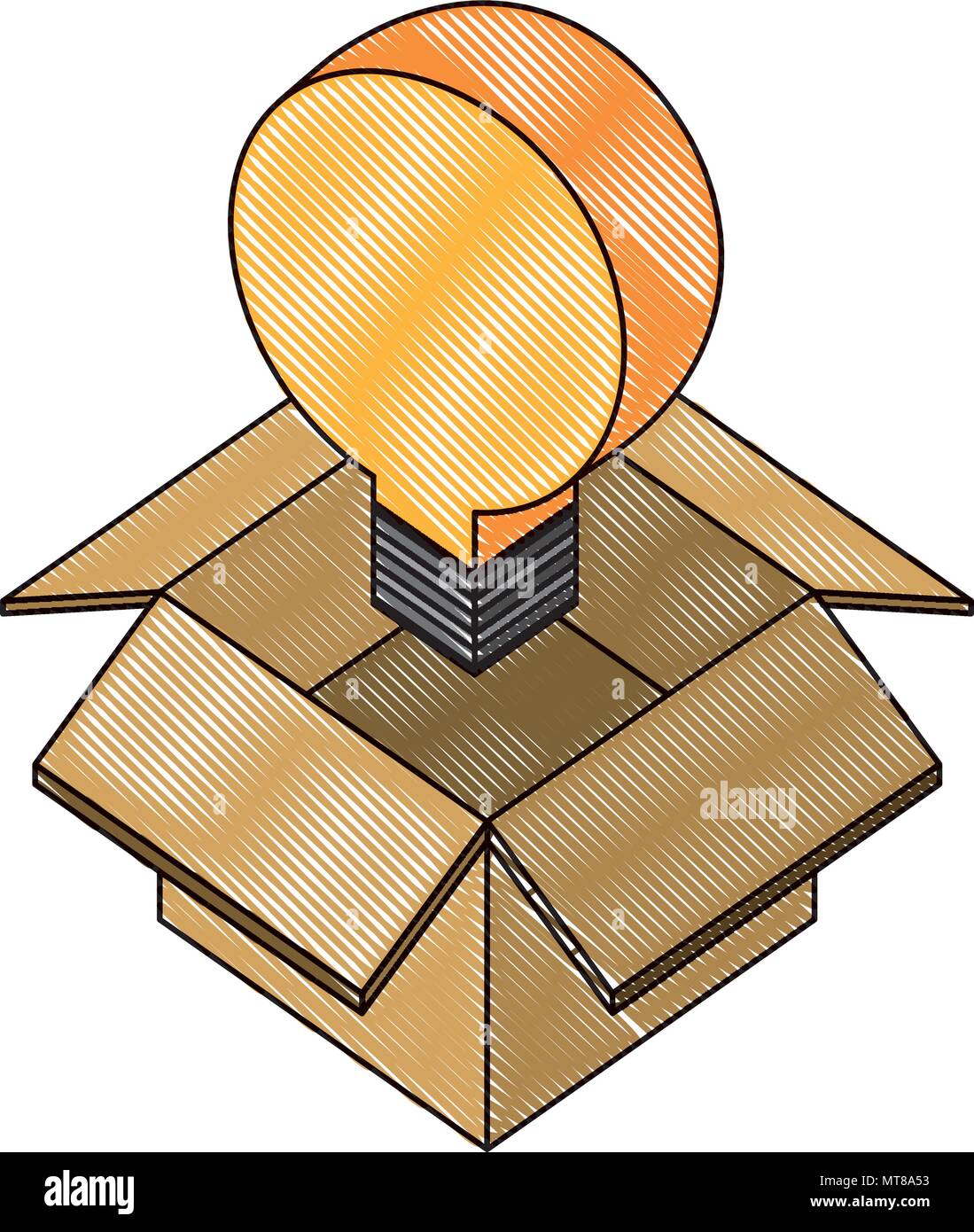 box carton with bulb isometric icon Stock Vector