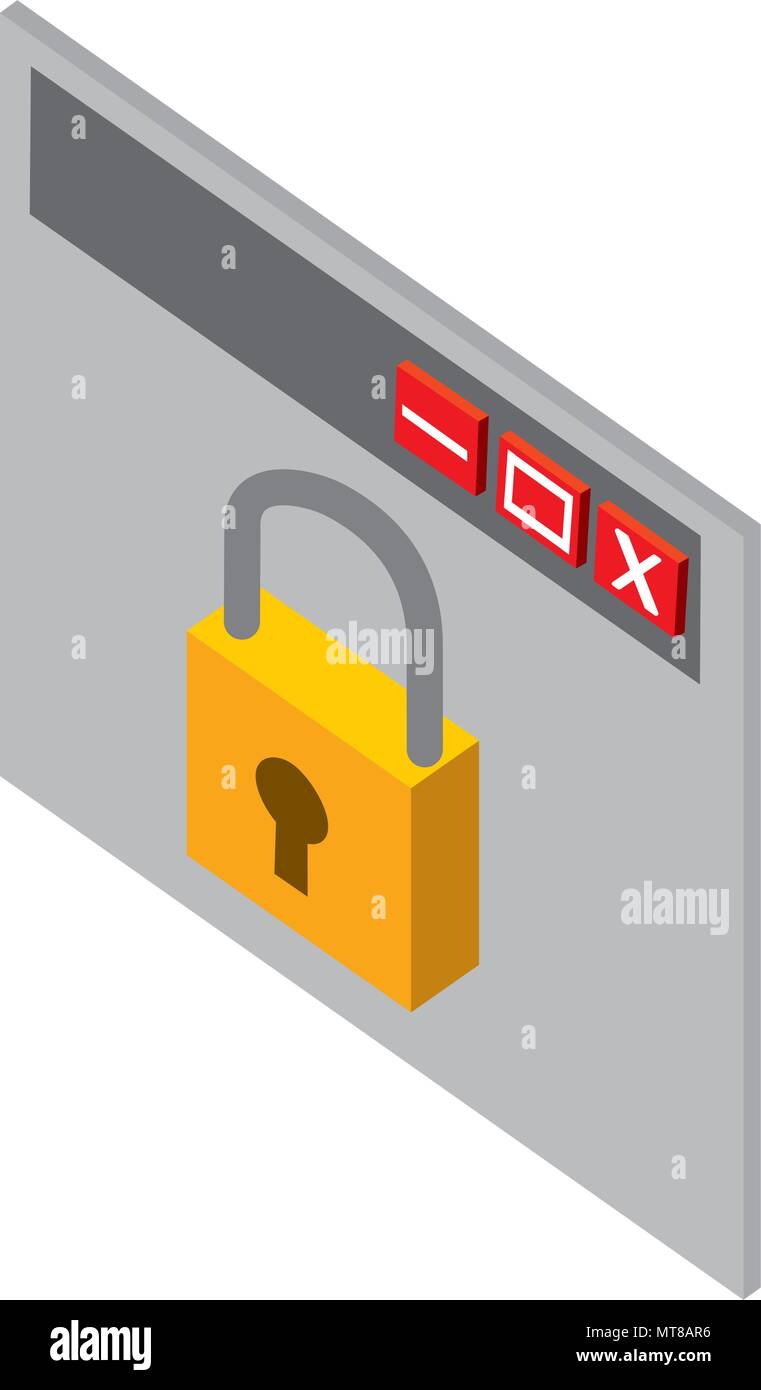 template webpage with padlock isometric icon Stock Vector Image & Art ...