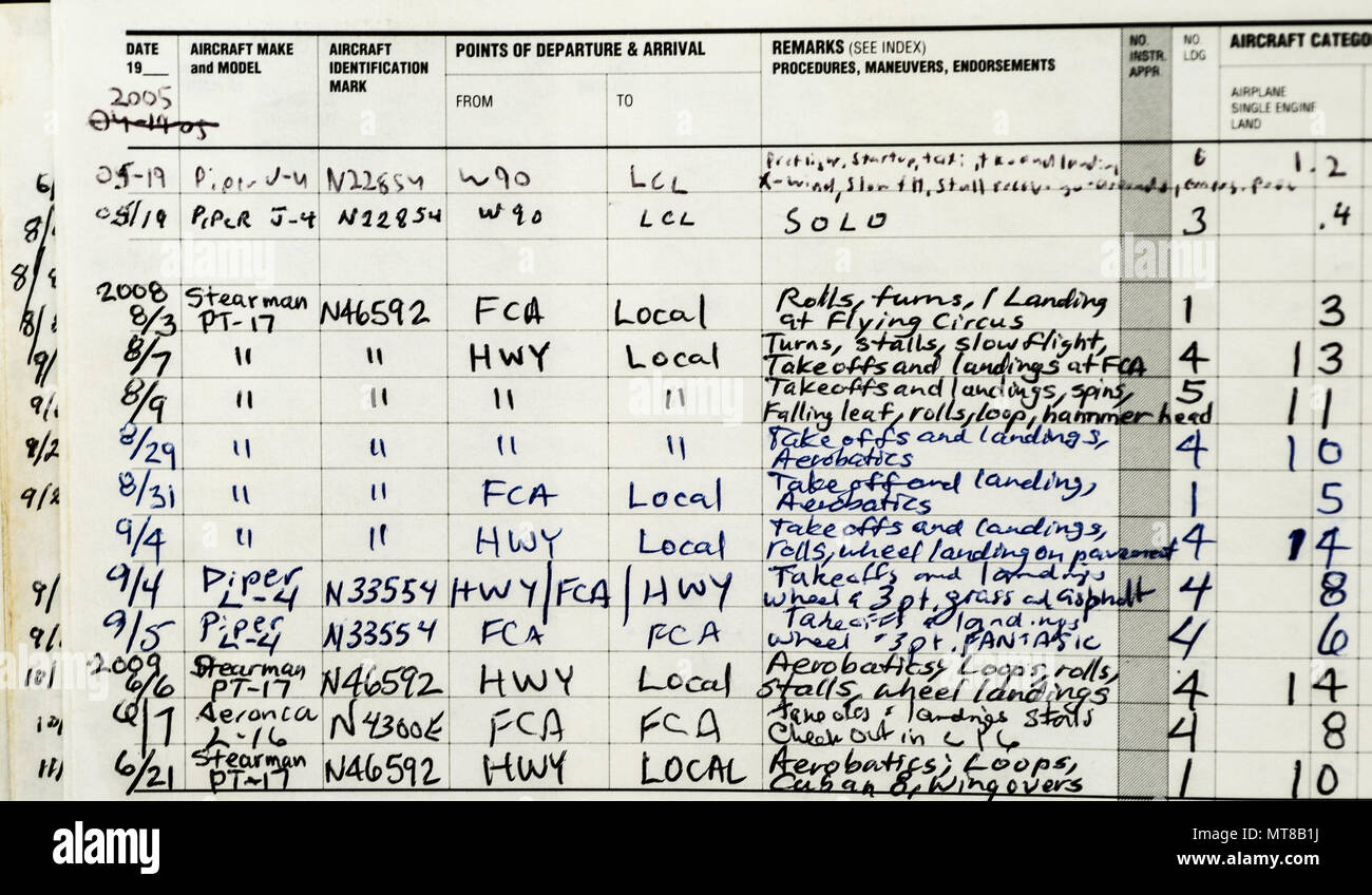 Pilot Logbook Sheets Printable