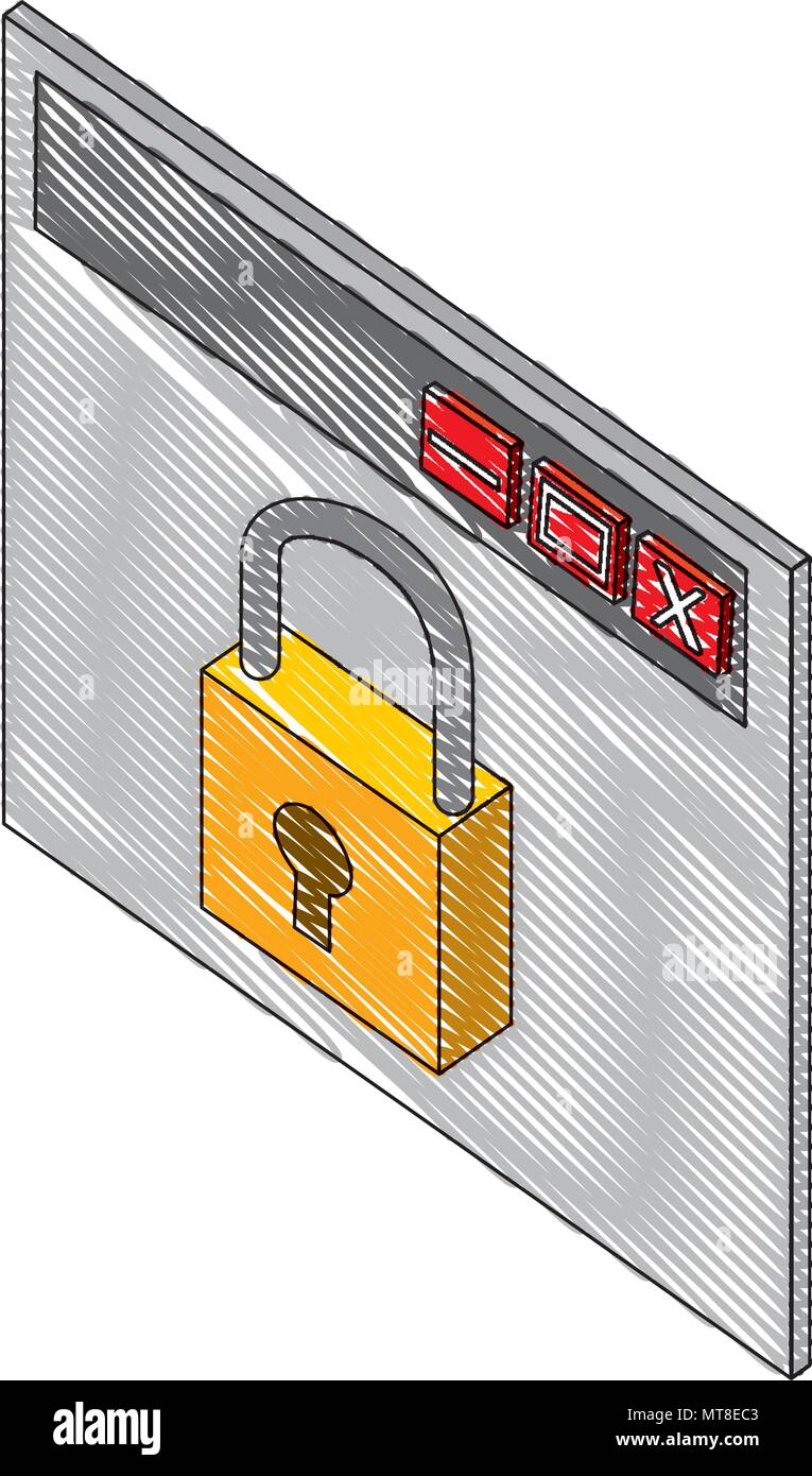 template webpage with padlock isometric icon Stock Vector Image & Art ...