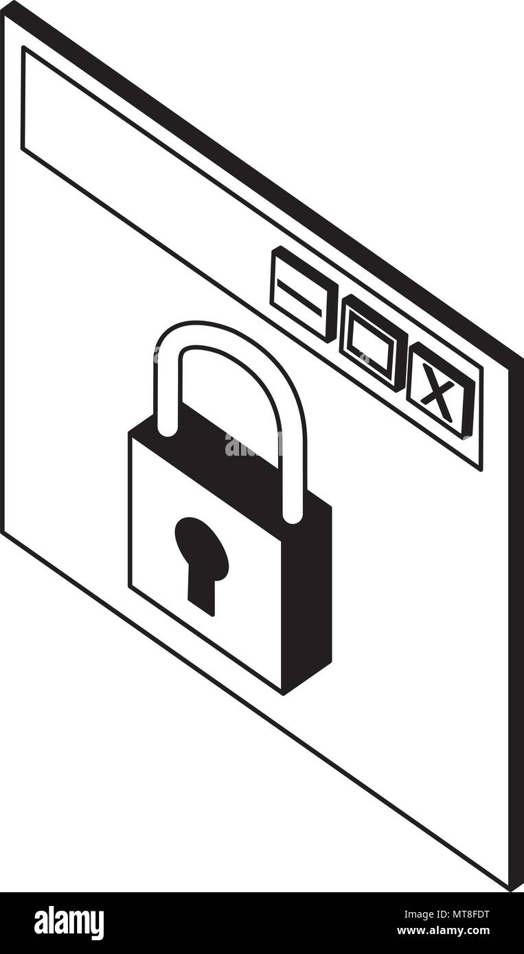 template webpage with padlock isometric icon Stock Vector Image & Art ...