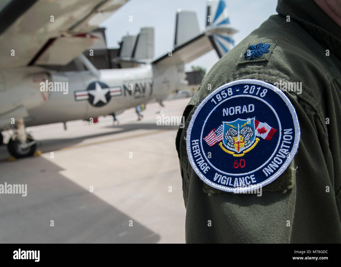 March 12, 2018 marks the 60th anniversary of the North American Aerospace Defense Command. For 60 years, there has been binational cooperation between the U.S. and Canada for the defense of North America. Established in 1958, NORAD is the world's only binational military command. (DoD photo by Staff Sgt. Emily Kenney, USAF) Stock Photo
