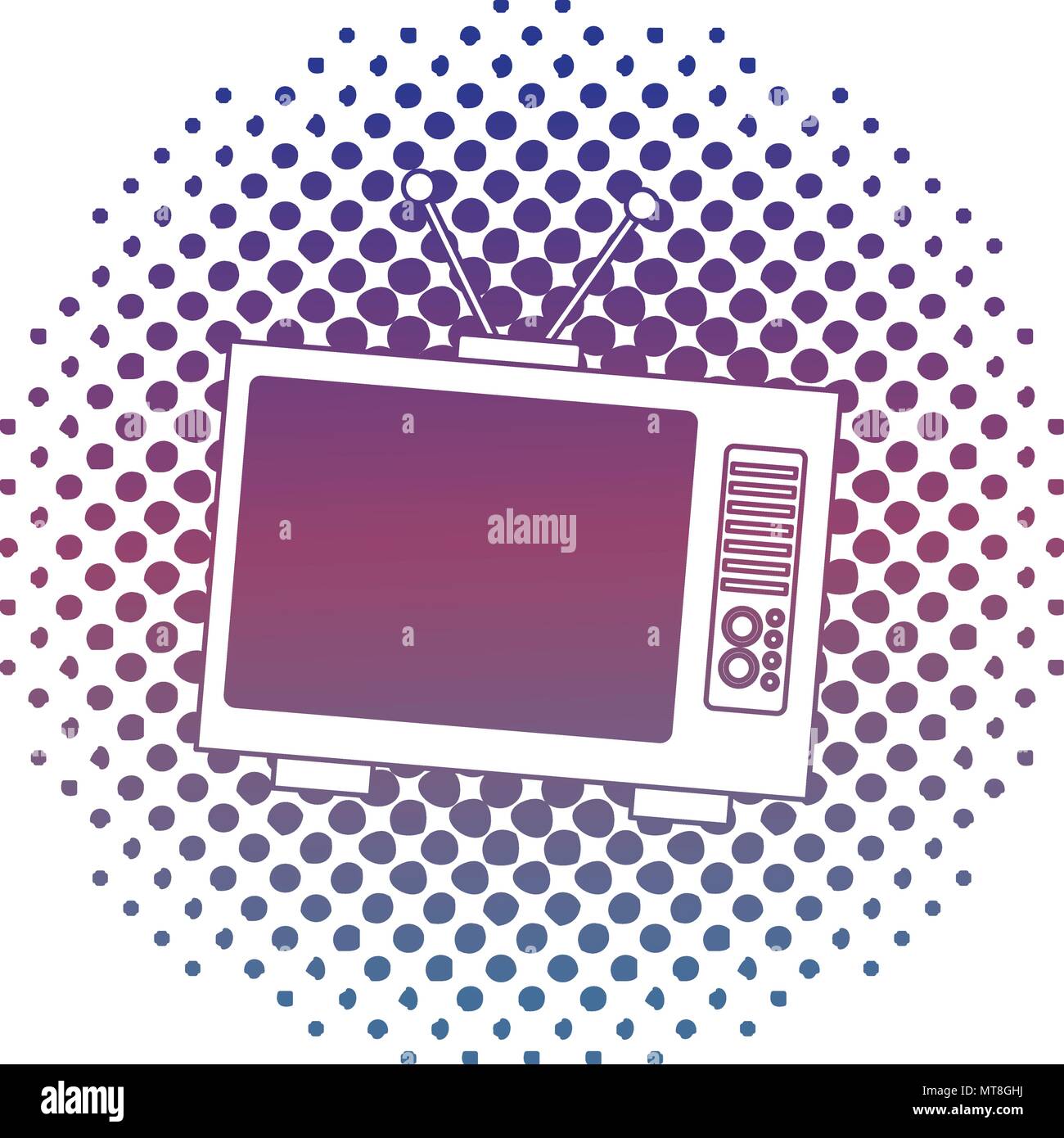 retro television vintage device halftone classic Stock Vector Image ...
