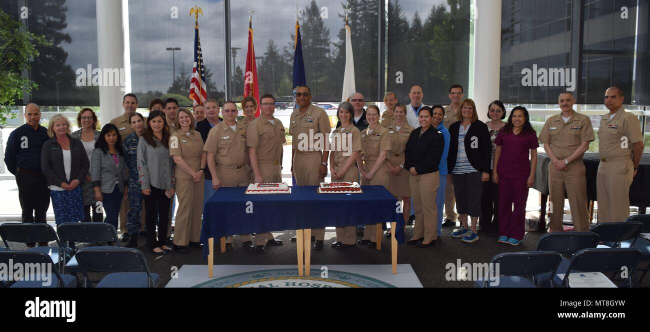The National Nurses Week and Navy Nurse Corps birthday provided the opportunity for some of the approximately 150 nurses - over 100 Navy Nurse Corps officers - assigned to Naval Hospital Bremerton to convene on May 11, 2018, to recognize and honor both events (Official Navy photo by Douglas H Stutz, NHB Public Affairs). Stock Photo