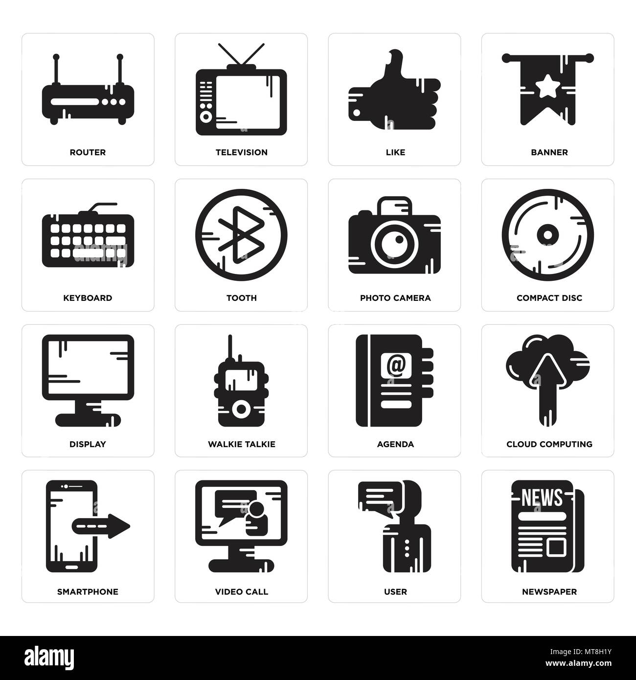 Set Of 16 Simple Editable Icons Such As Newspaper User Video