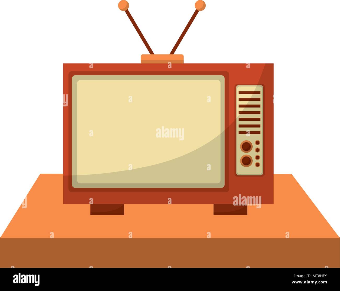 shelf with tv old retro style Stock Vector Image & Art - Alamy