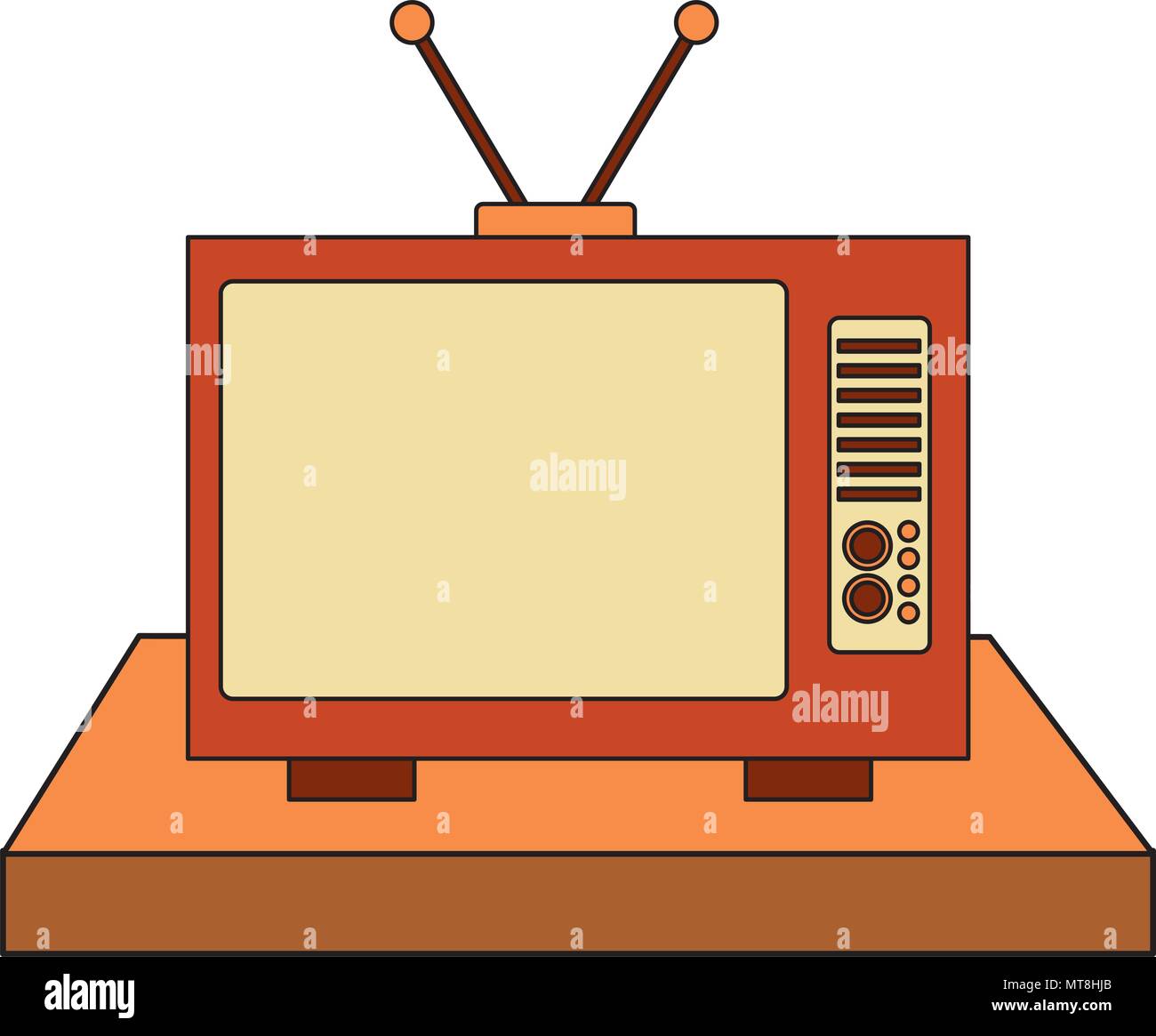 shelf with tv old retro style Stock Vector Image & Art - Alamy