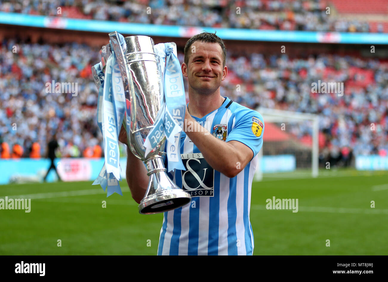 Coventry City S Michael Doyle Celebrates With The Trophy After The Sky Bet League Two Final At Wembley Stadium London Stock Photo Alamy