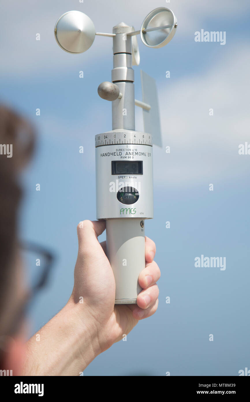MCAS FUTENMA, OKINAWA, Japan The handheld anemometer is used to read