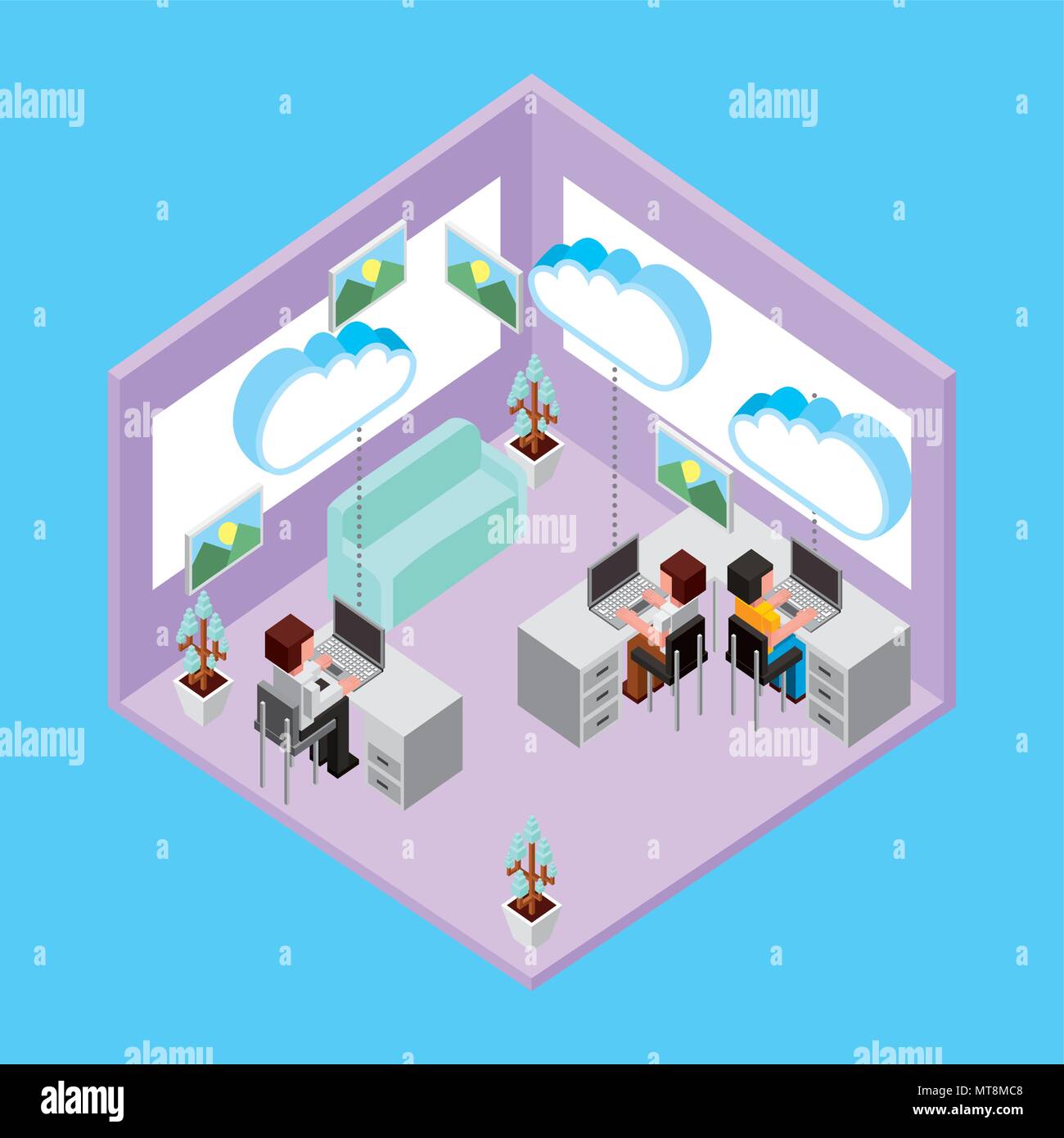 people cloud computing storage Stock Vector