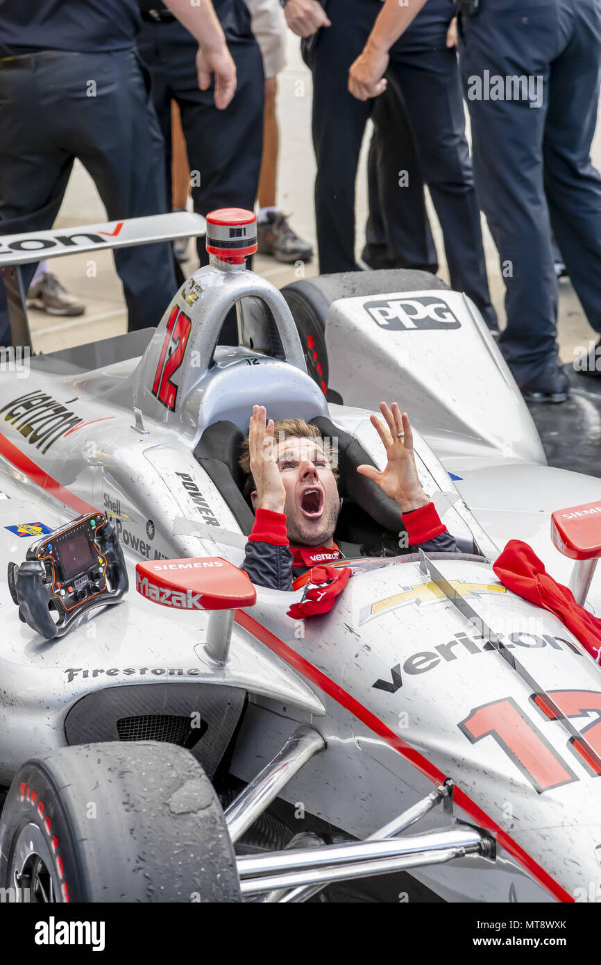 May 27, 2018 - Indianapolis, Indiana, United States of America - WILL POWER (12) of Australia wins his first Borg-Warner Trophy after winning the Indianapolis 500 at Indianapolis Motor Speedway in Indianapolis Indiana. (Credit Image: © Walter G Arce Sr Asp Inc/ASP via ZUMA Wire) Stock Photo