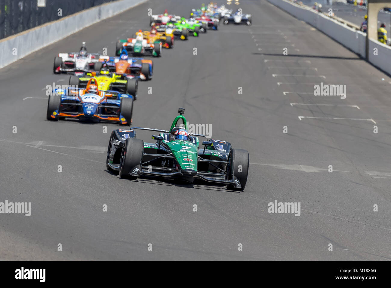 May 27, 2018 - Indianapolis, Indiana, United States of America - Jay HOWARD (7) of England  brings his car down the frontstretch during the Indianapolis 500 at Indianapolis Motor Speedway in Indianapolis Indiana. (Credit Image: © Walter G Arce Sr Asp Inc/ASP via ZUMA Wire) Stock Photo