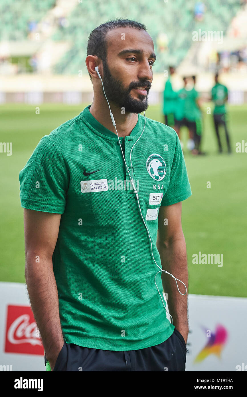 St. Gallen, Switzerland. 28th May 2018. Mohamed Al Sahlawi before the football World Cup 2018 preparation match Italy vs. Saudi Arabia in St. Gallen. The national team from Saudi Arabia is using the game to prepare for the 2018 FIFA World Cup final tournament in Russia while Italy did not qualify for the World Cup finals. Stock Photo