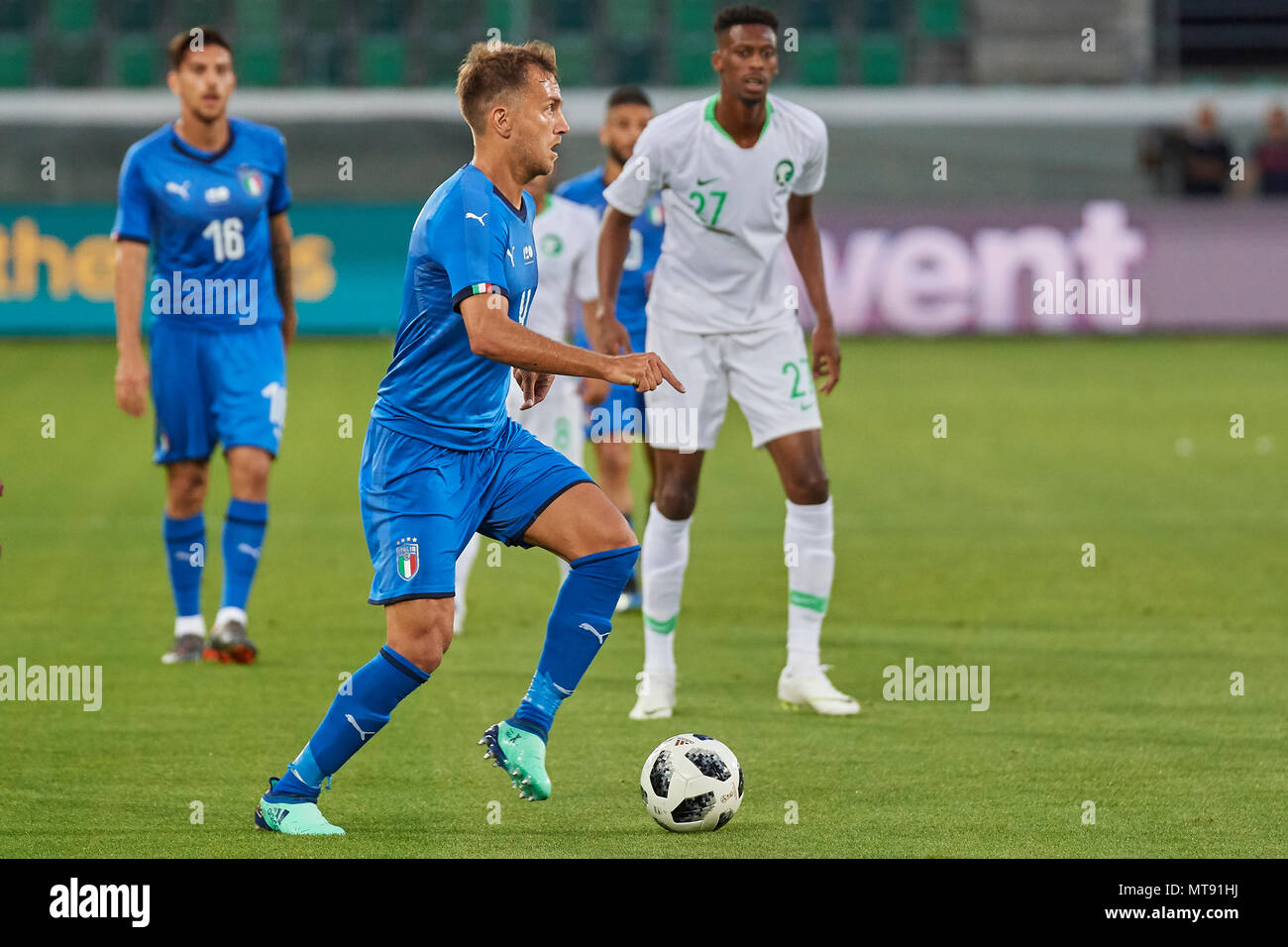 St. Gallen, Switzerland. 28th May 2018. Domenico Criscito during the football World Cup 2018 preparation match Italy vs. Saudi Arabia in St. Gallen. The national team from Saudi Arabia is using the game to prepare for the 2018 FIFA World Cup final tournament in Russia while Italy did not qualify for the World Cup finals. Stock Photo