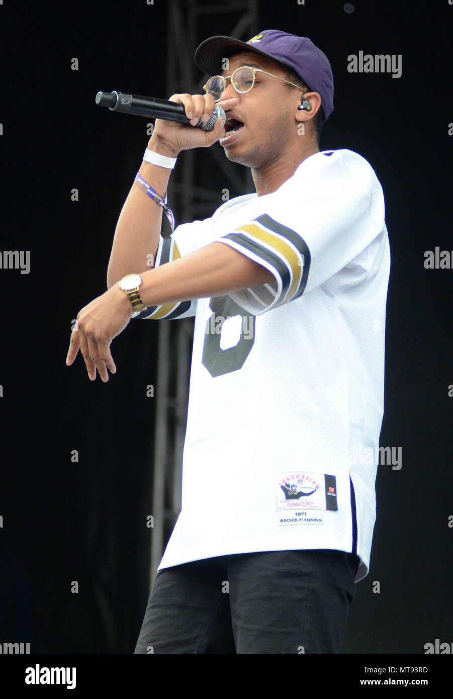 Falcon Heights, Minnesota, USA. 27th May, 2018. Rap artist Pell performs  during the Soundset Music Festival