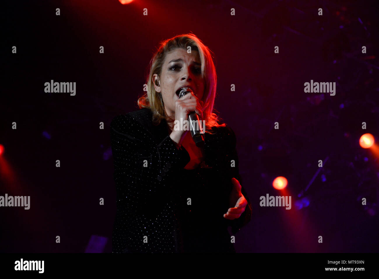 Naples, Italy. 28 May, 2018. The italian singer Emmanuela Marrone, also known as Emma or Emma Marrone performing live for the last date of her tour 'Essere Qui Tour 2018' at the Teatro Palapartenope in Naples,Italy. Stock Photo