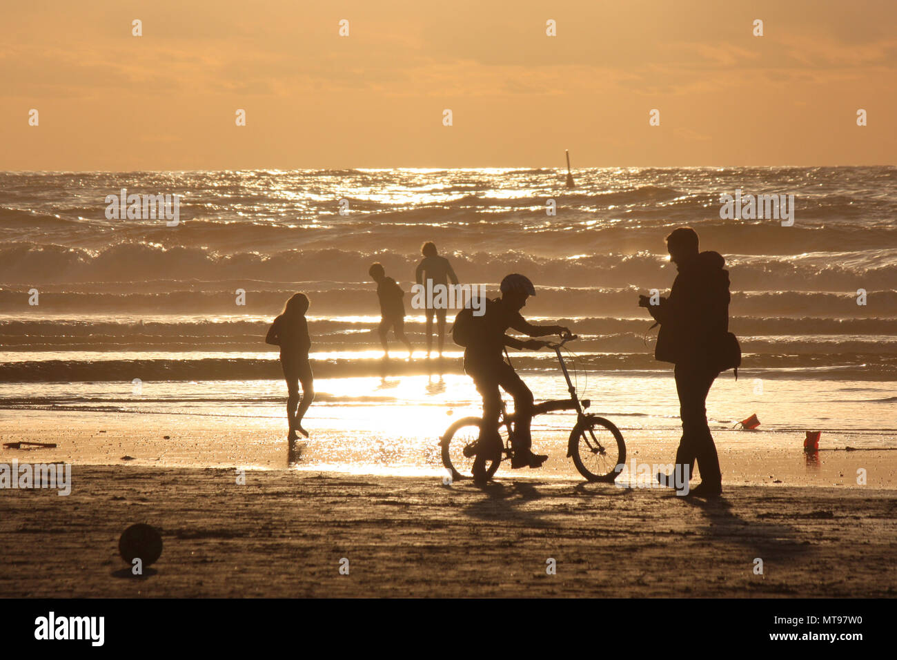 riding bikes on the beach