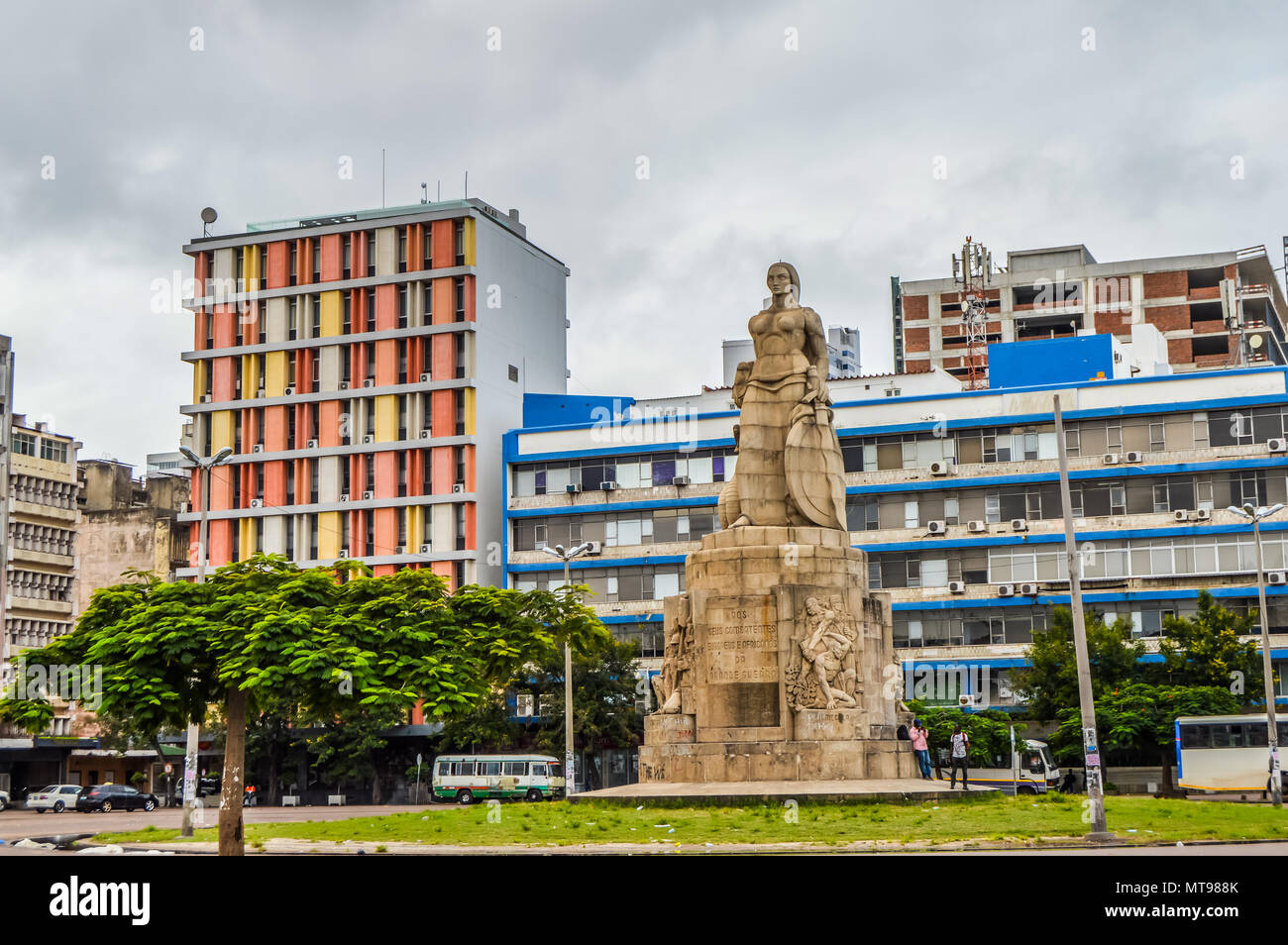 Statue near Maputo Central Train Station, Railway Station also known as CFM , Mozambique. Voted among top 10 most beautiful train stati Stock Photo