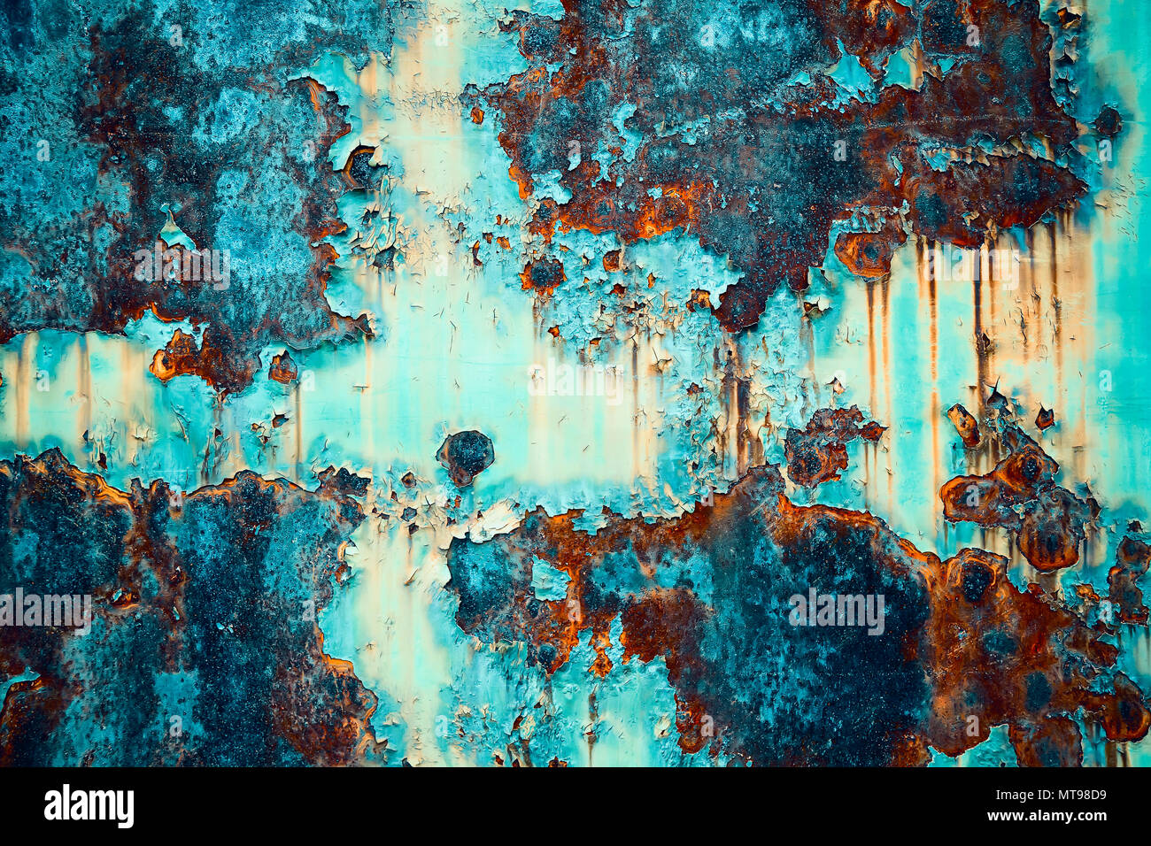 Texture of rusty metal with peeling paint of an old rusty train wagon.  Metal rust background. Color effect Stock Photo - Alamy