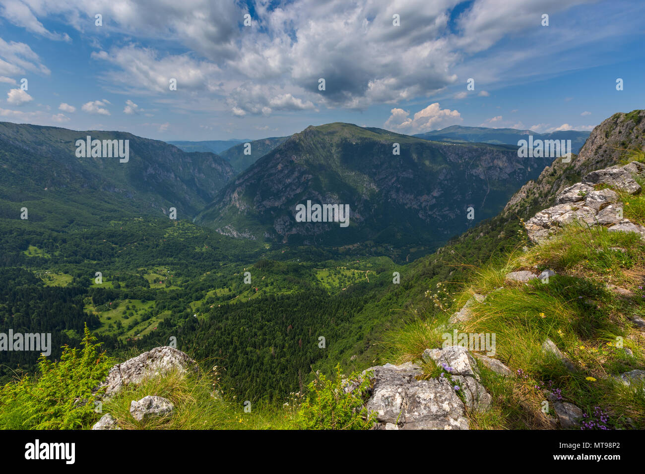 Mountains and canyon in Durmitor, Montenegro Stock Photo