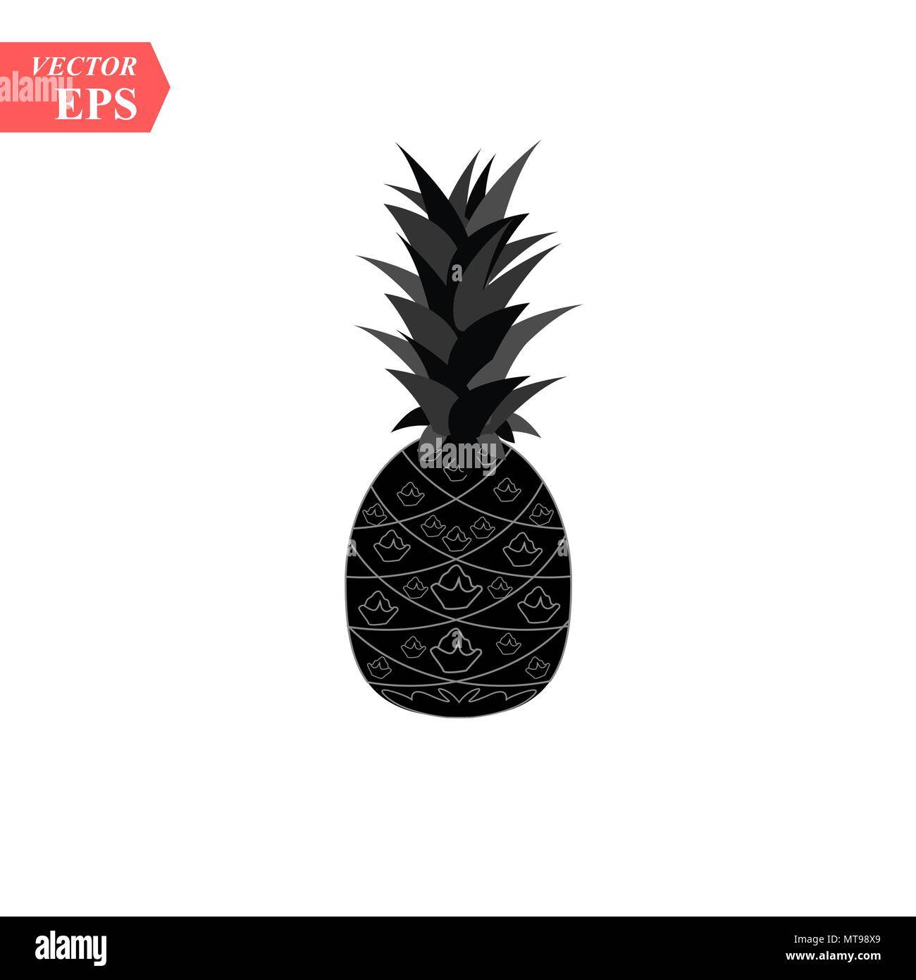 Pineapple with leaf icon. Tropical fruit isolated on white background ...