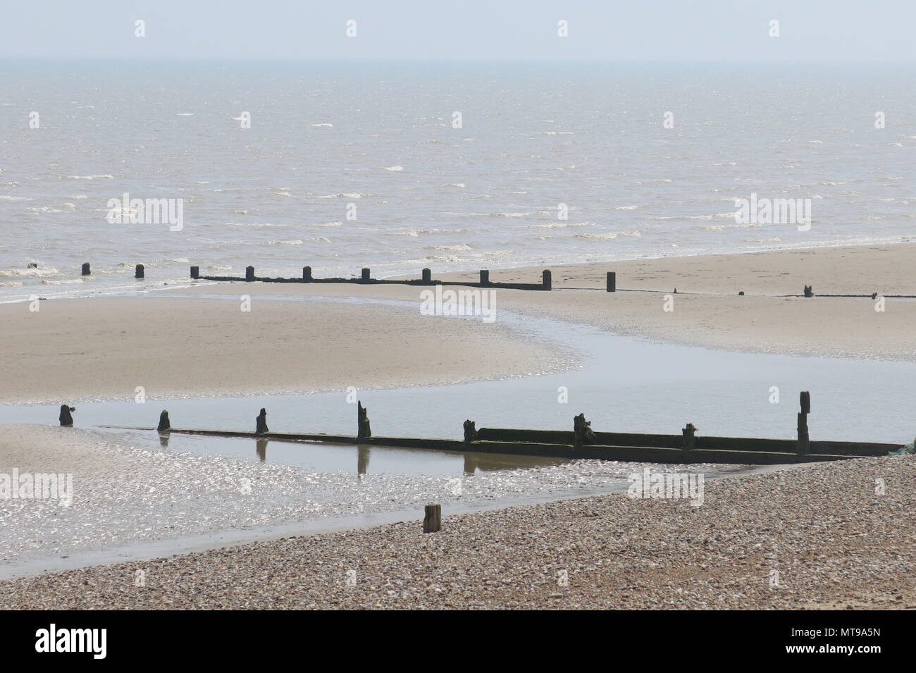 A view of Littlestone beach near New Romney in Kent; England's south