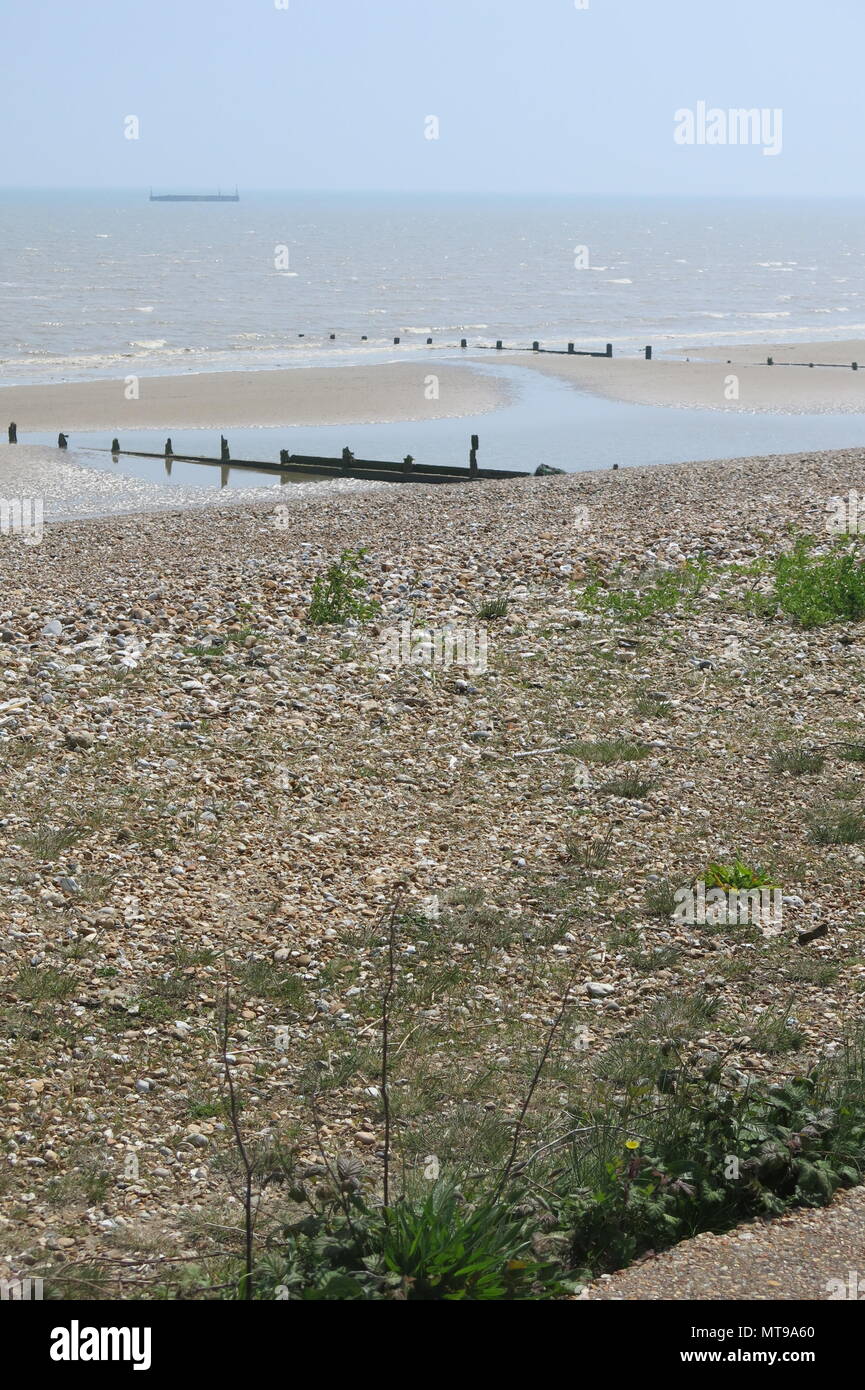 A view of Littlestone beach near New Romney in Kent; England's south