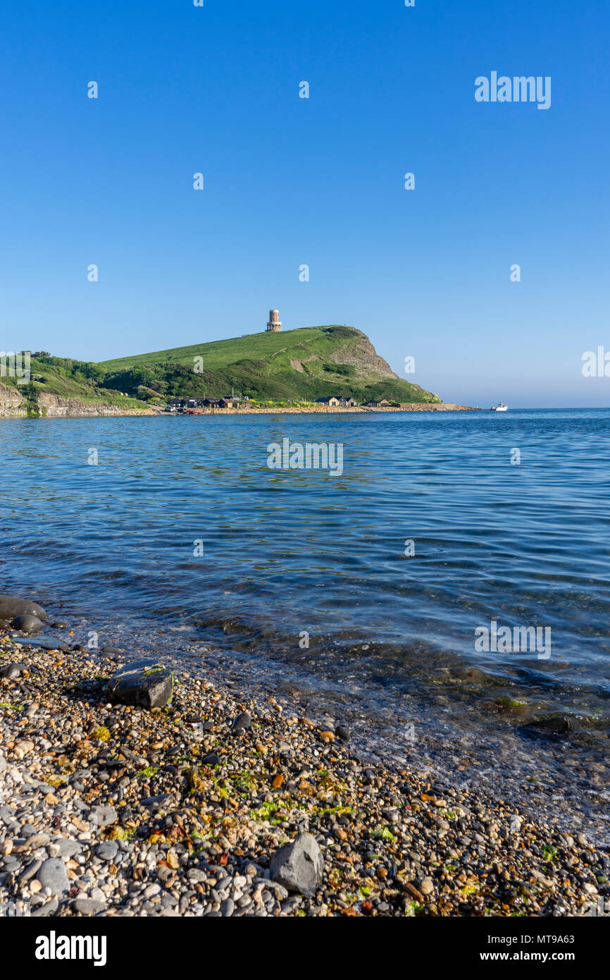 View over Kimmeridge Bay located on the English Channel part of the Jurassic Coast World Heritage site, Dorset, England, UK Stock Photo