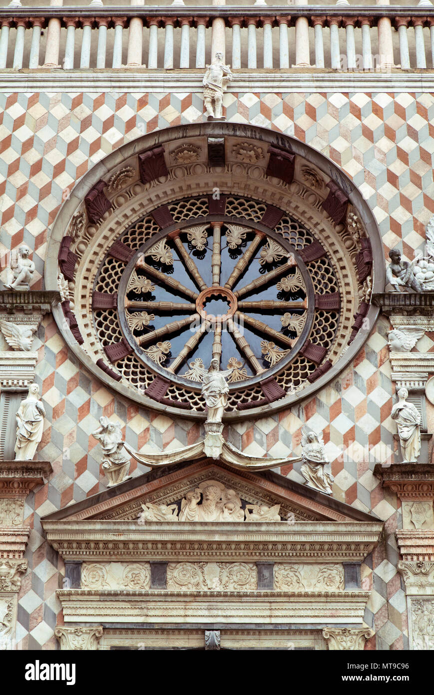 Rose window of Cappella Colleoni, Bergamo, Italy Stock Photo