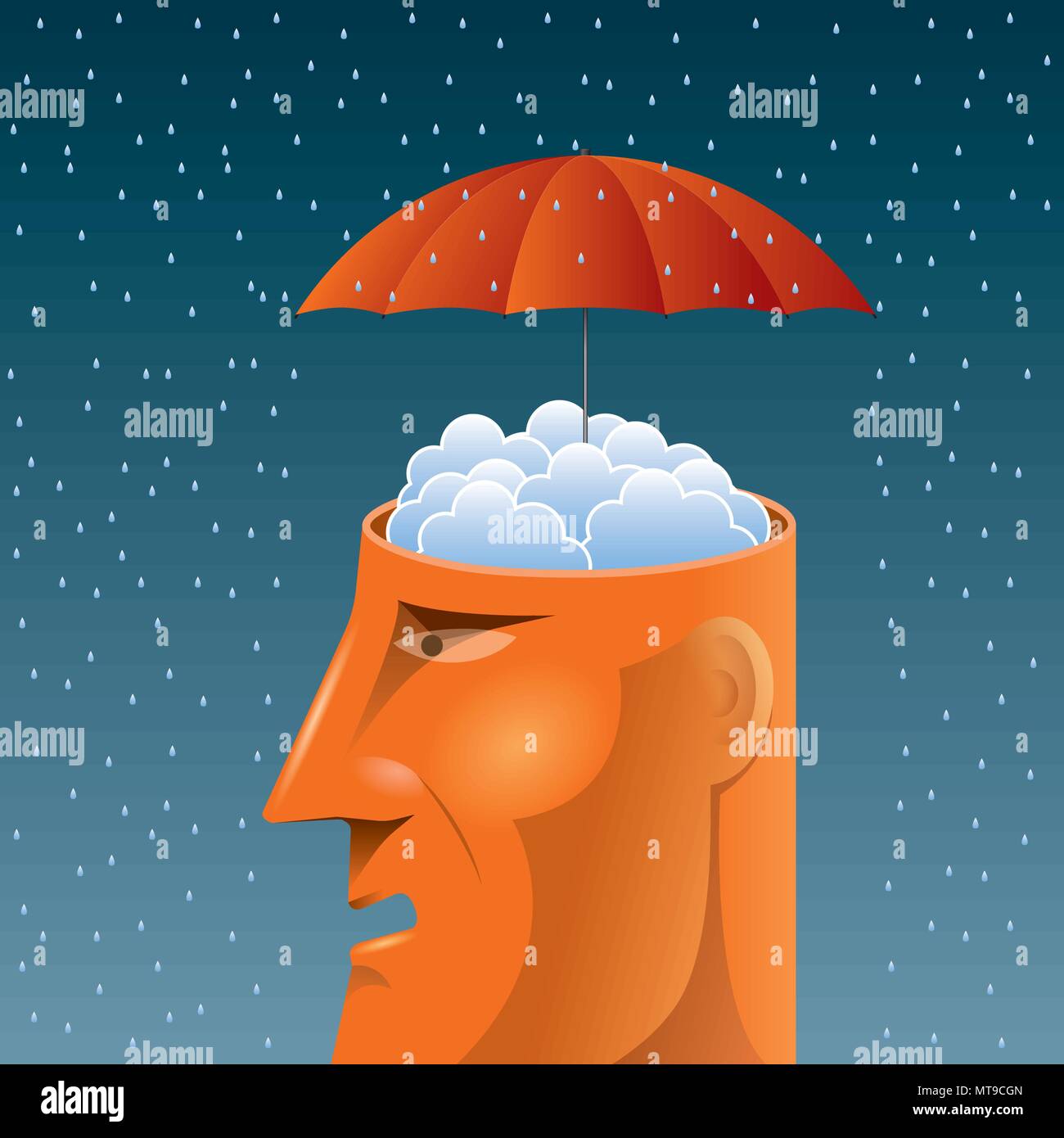 Artificial intelligence concept design.the sky is raining Stock Vector
