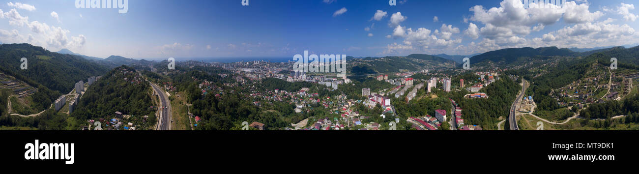 Aerial panorama view on Sochi Stock Photo