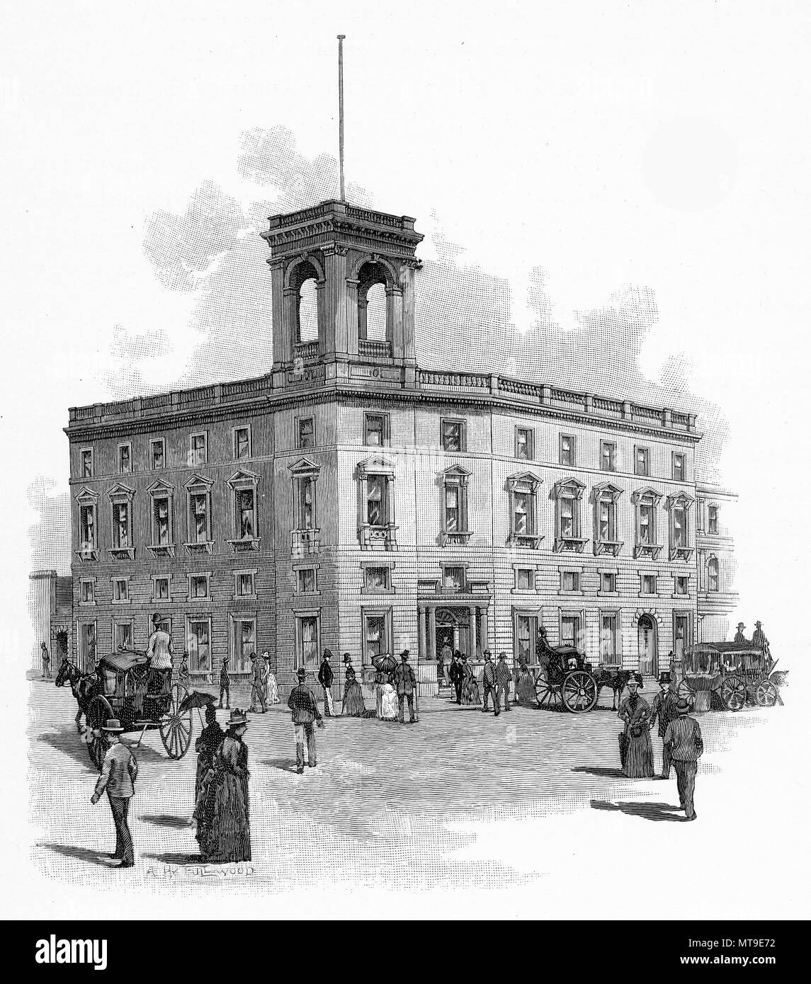 Engraving of the Union Bank, Sydney, Australia. From the Picturesque Atlas of Australasia Vol 3, 1886 Stock Photo