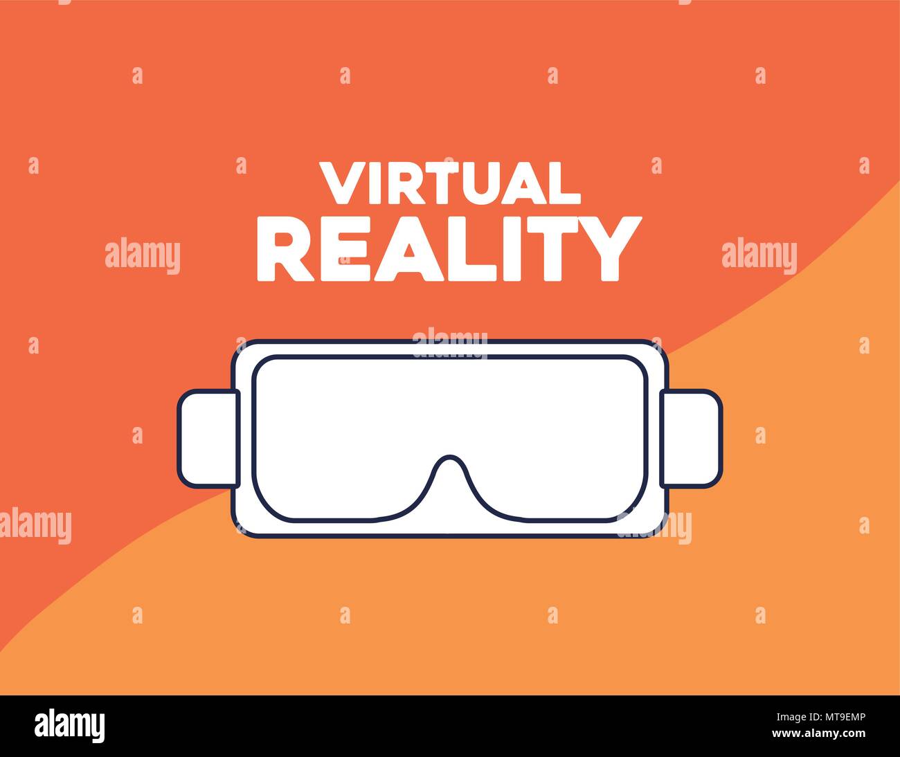 Virtual reality design with vr glasses over orange background, colorful ...