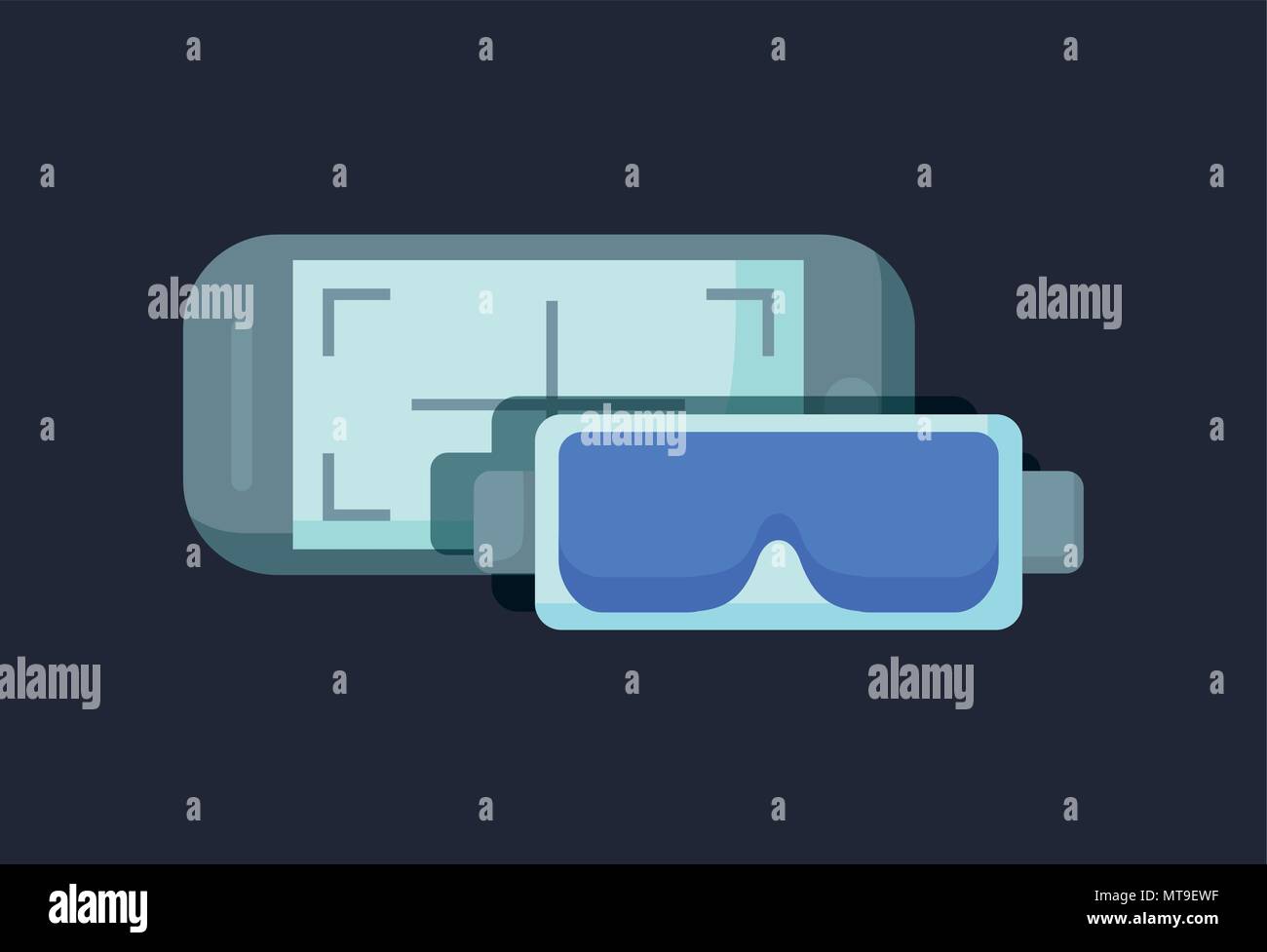 Virtual reality design with vr glasses and smartphone over black ...