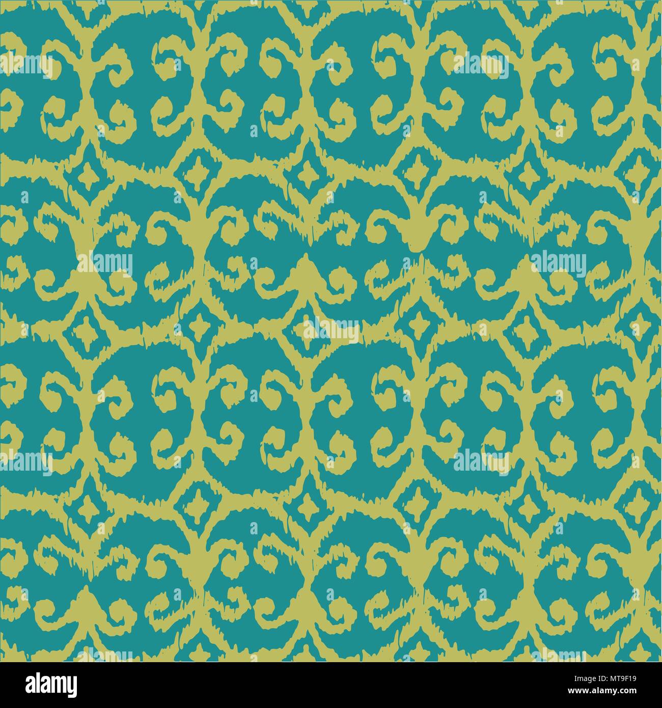 Vector seamless ikat pattern with yellow and blue for textile, fabric ...