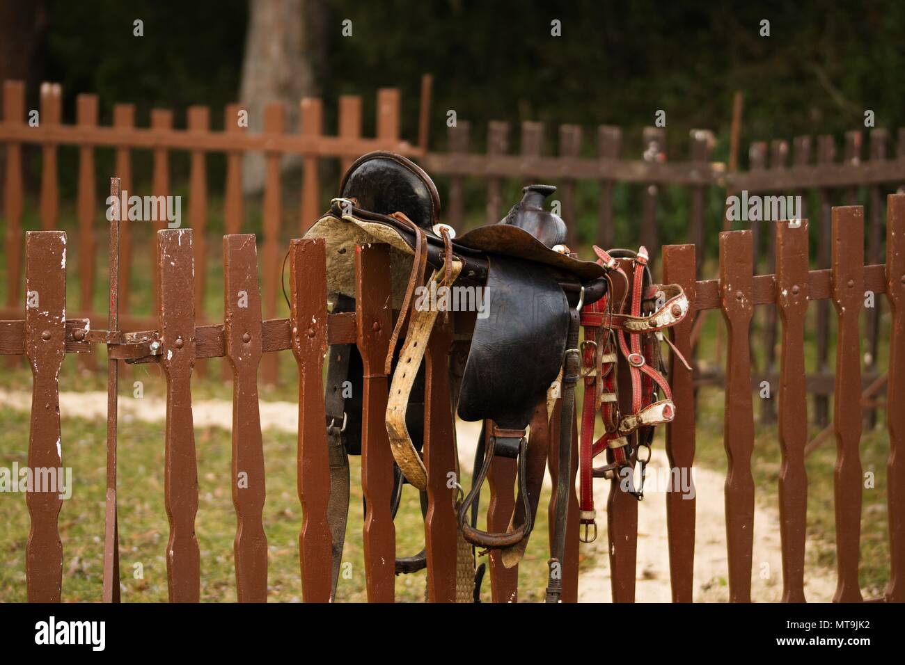 Saddle on fence hi-res stock photography and images - Alamy